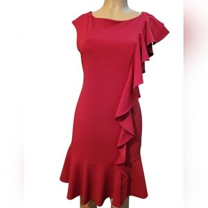 Donny&Nicole Red Ruffle Sleeves Dress Hoildays Christmas